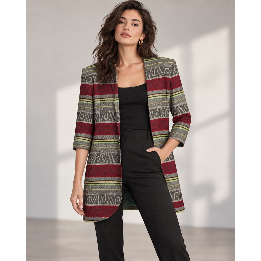 Michii Moon for Sanyo Artsy Vintage Eclectic Boho Oversized Blazer Jacket 4 L
